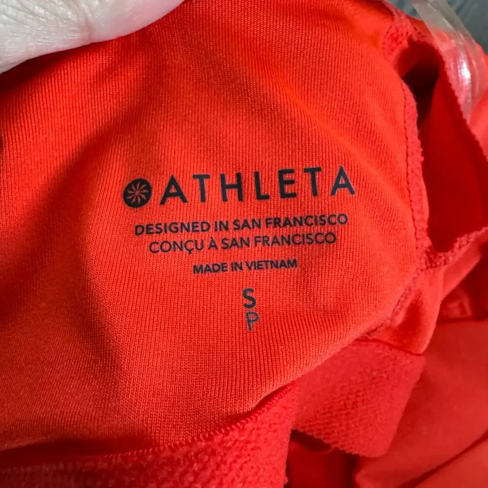 Athleta Womens Orange Crossed Bikini Swim Suit Top Size Small Vermillion Orange